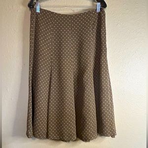 Rafaella Brown Polka Dot Lined Skirt Sz 10 Side Zip